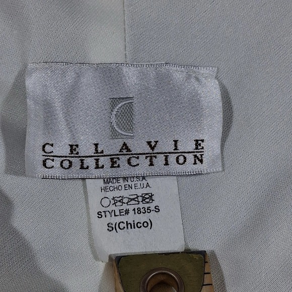 Vintage Celavie Beige Cocktail V Neck Dress‎ Size Small Made in the US - Picture 2 of 9